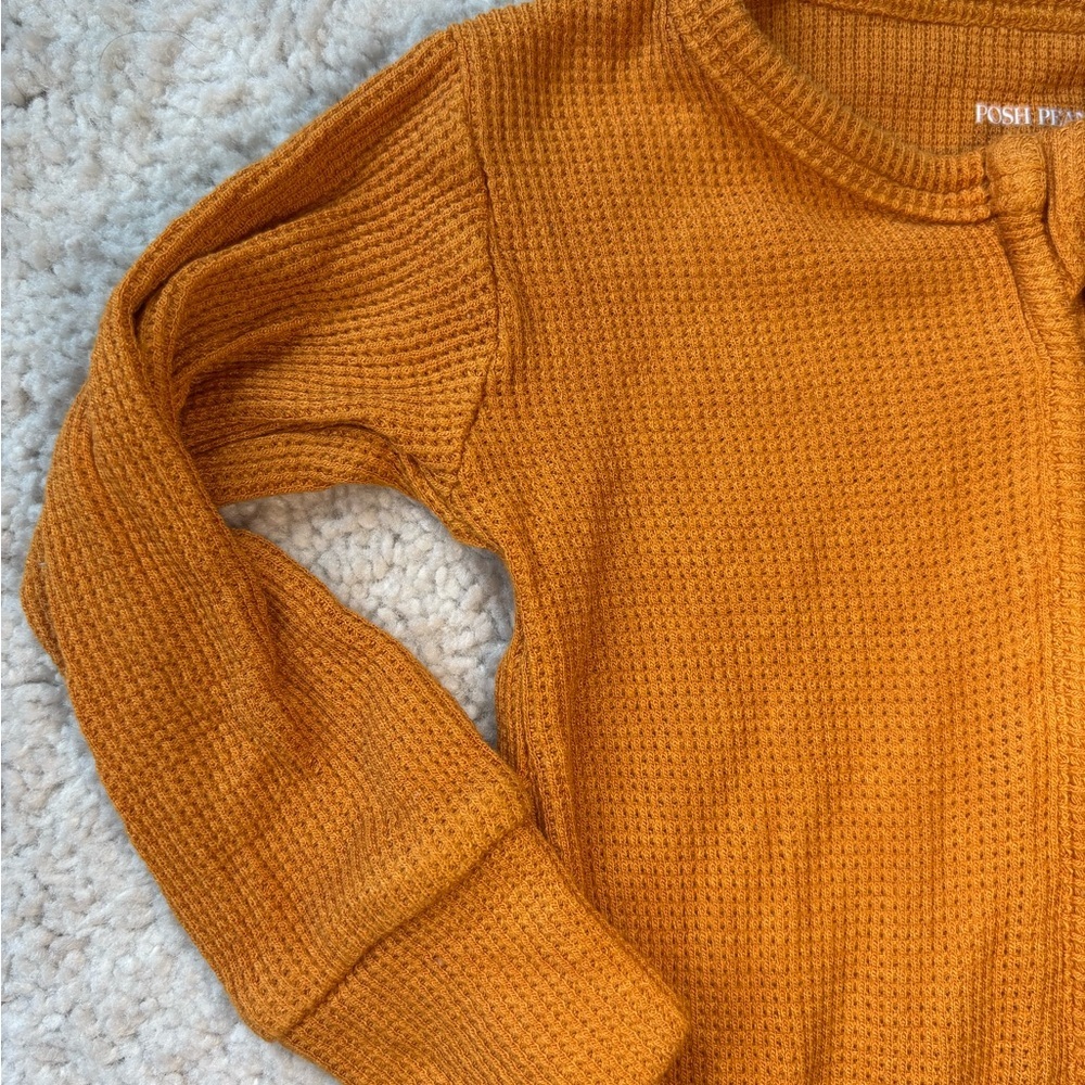 Posh Peanut Burnt Orange Waffle Knit One Piece Footie size 12-18m - Picture 6 of 12